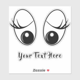 Sticker drôle aux yeux surpris avec texte personna