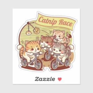 Sticker Drôle Avec De Mignons Petits Chatons Sur V