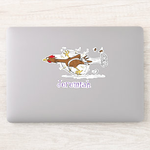 Sticker Drôle brun poulette caricature de poulet