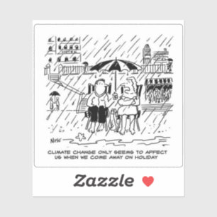 Sticker Drôle Caricature de vacances sur le changement cli