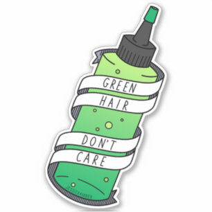 Sticker Drôle Cartoon Coiffeur Vert Bouteille