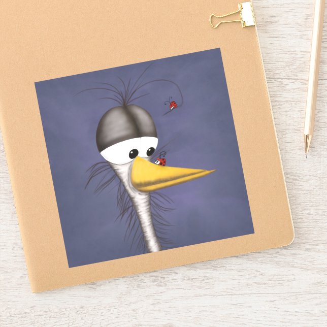 Sticker Drôle Cartoon Egret (Carnet)