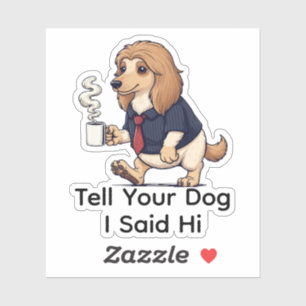 Sticker Drôle Chien Afghan Hound Costume Café