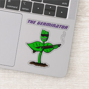 Sticker Drôle cyborg germinateur plante dessin animé