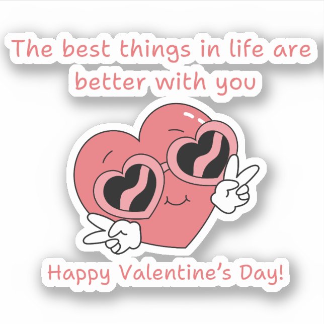 Sticker drôle de coeur rose, heureux jour des valentines (Devant)
