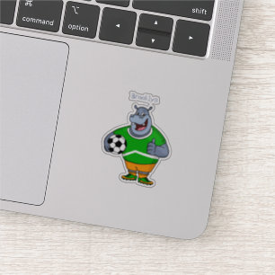 Sticker Drôle de joueur de football hippo dessin humoristi