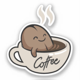 Sticker Drôle dessin animé dans la tasse de café Humour Sc