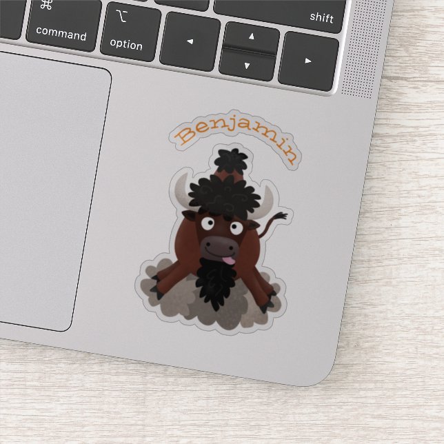 Sticker Drôle dessin animé de bison de buffle (Détail)