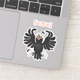 Sticker Drôle dessin animé de corbeau de corbeau