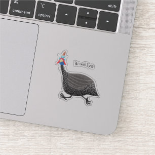 Sticker Drôle dessin animé d'oiseau de Guineafowl