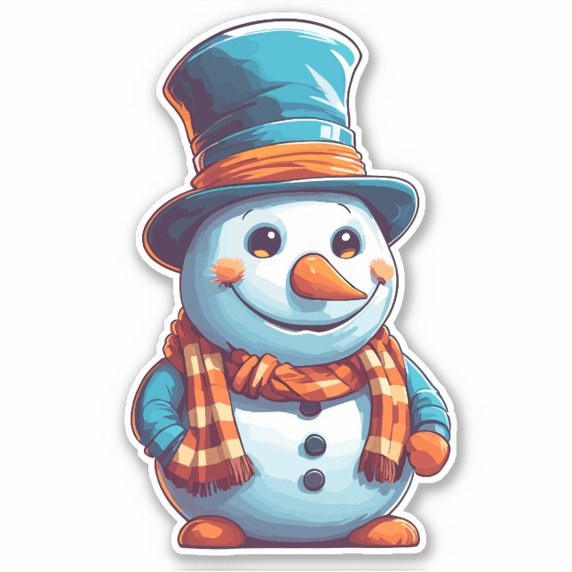 Sticker Drôle dessin animé Snowman (Devant)
