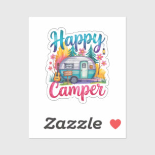 Sticker Drôle Happy Camper Équipement de Camping Remorque
