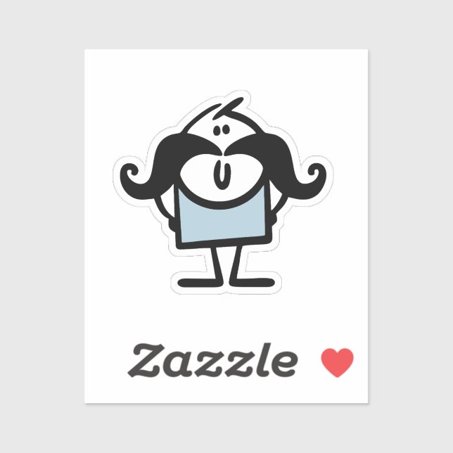 Sticker Drôle homme bâton avec moustaches (Feuille)