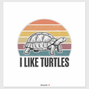 Sticker Drôle J'aime Les Tortues Vintage Gravure T-Shirt D