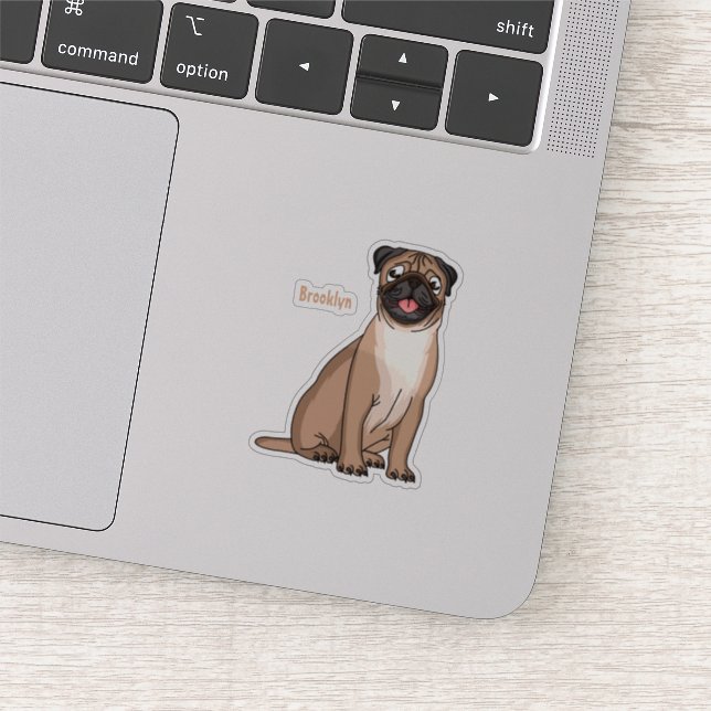 Sticker Drôle joyeux dessin animé de chien de carlin (Détail)