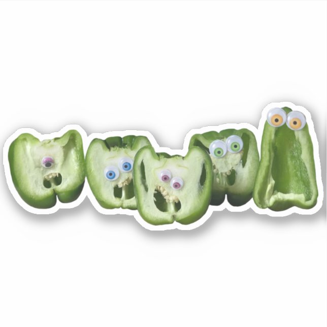 Sticker Drôle Légume Googly Eye Peppers Humour alimentaire (Devant)