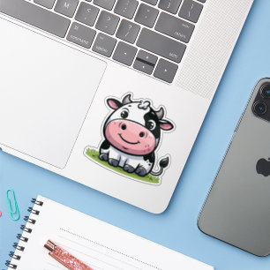 Sticker Drôle mignon Cartoon sucré classique ronde vache a
