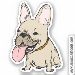 Sticker Drôle mignon chien français   Frenchie Cartoon Dog