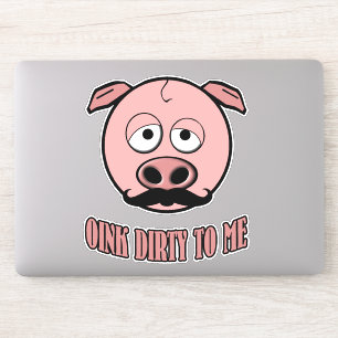 Sticker Drôle Moustache Cochon Rose sale pour moi