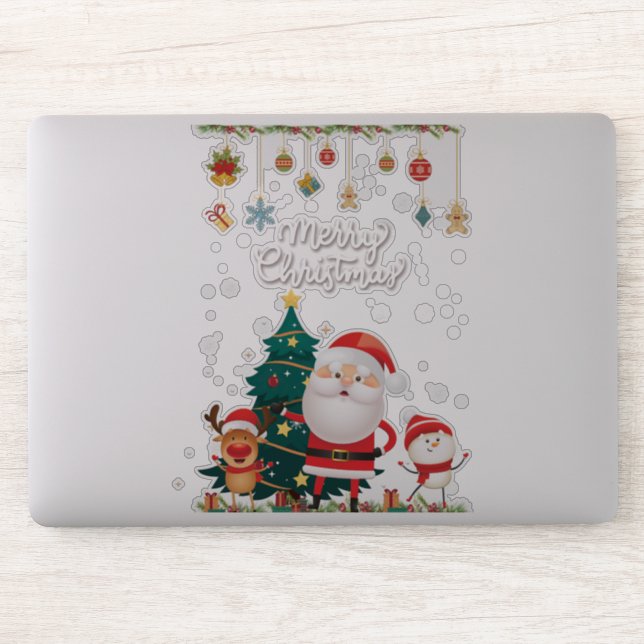 Sticker Drôle Père Noël, Snowman, Reindeer Joyeux Noël (Ordinateur)