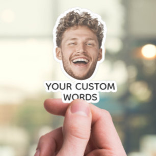Sticker Drôle photo personnalisée avec texte personnalisé