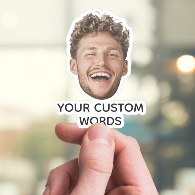 Sticker Drôle photo personnalisée avec texte personnalisé (Créateur téléchargé)