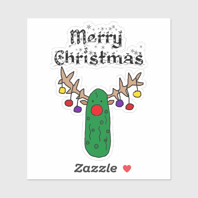 Sticker Drôle Pickle Reindeer Joyeux Art de Noël (Feuille)