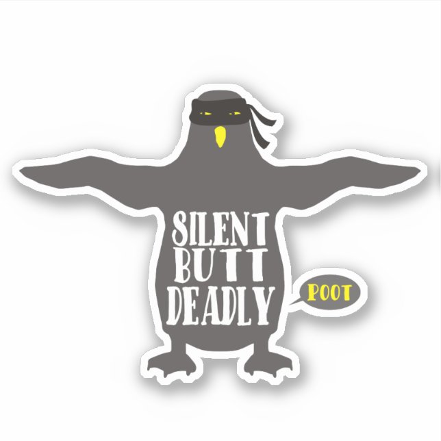 Sticker drôle pingouin ninja panier silencieux mais mortel (Devant)
