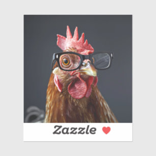 Sticker Drôle poulet portant des lunettes