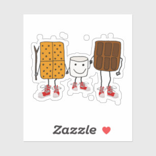 Sticker Drôle Smores Caricature Camping