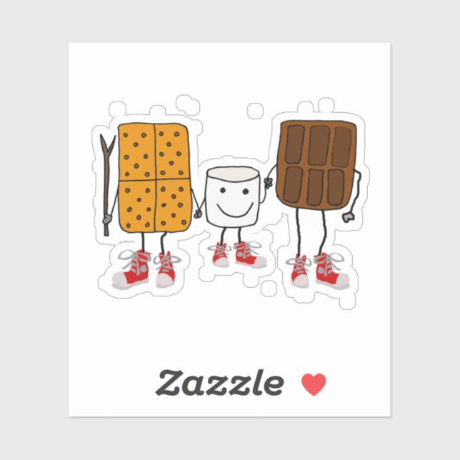 Sticker Drôle Smores Caricature Camping (Feuille)