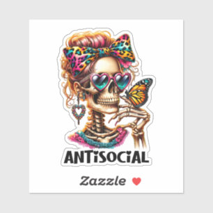 Sticker Drôle squelette anti-social
