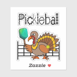 Sticker Drôle Turquie jouant au Pickleball Thanksgiving