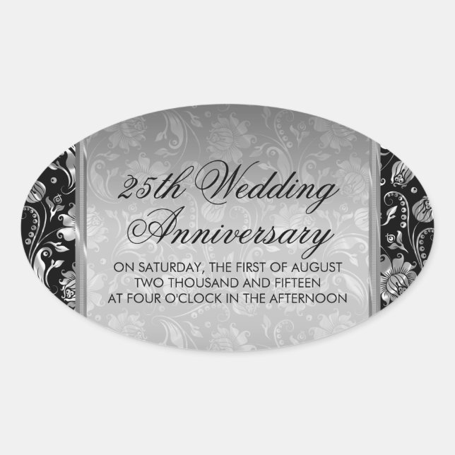 Sticker du 25e anniversaire du Mariage Black & Sil (Devant)