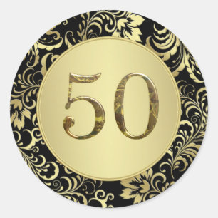 Sticker du 50e anniversaire du Mariage noir et or