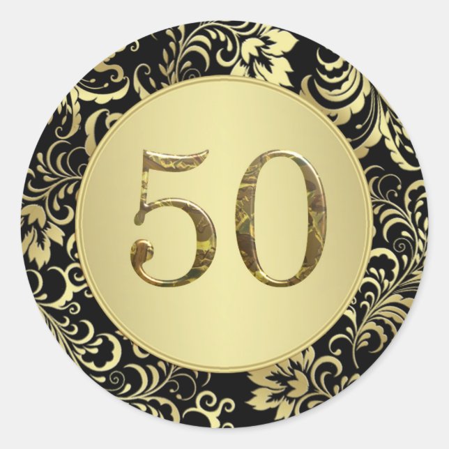 Sticker du 50e anniversaire du Mariage noir et or (Devant)