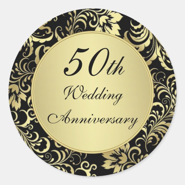 Sticker du 50e anniversaire du Mariage noir et or (Devant)