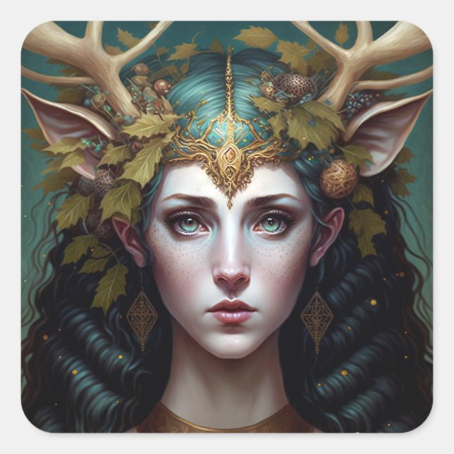 Sticker du Carré d'art Deer Lady Imaginaire (Devant)