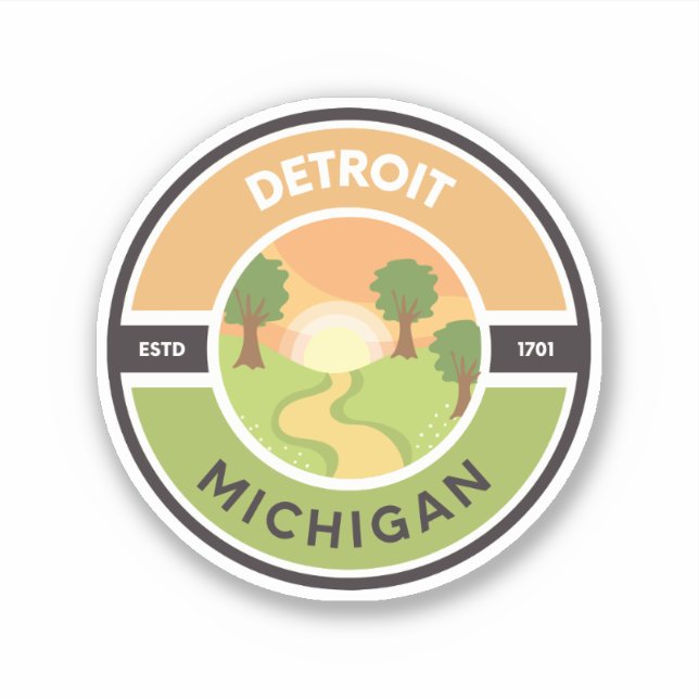 Sticker du cercle du parc Detroit EST. 1701 (Devant)