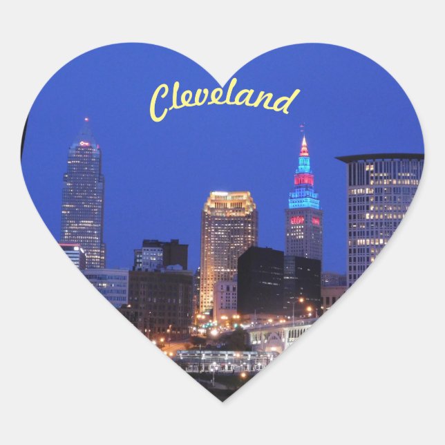 Sticker du coeur de nuit de Cleveland, Ohio (Devant)