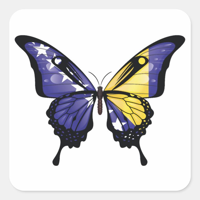 Sticker du drapeau papillon de Bosnie-Herzégovine (Devant)