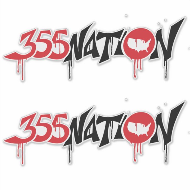 Sticker du logo de style graffiti de 355Nation (Devant)