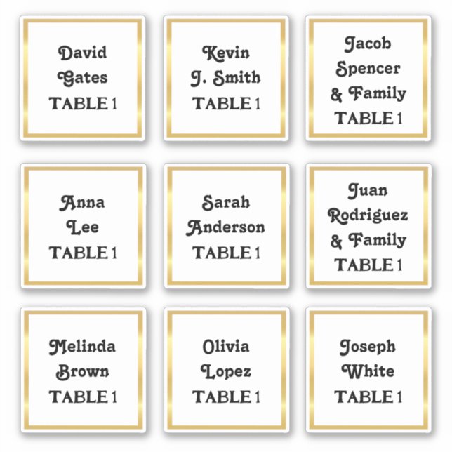 🕊️ Sticker du numéro de table du Mariage des noms (Devant)