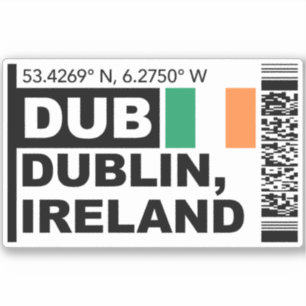 Sticker DUB Carte d'embarquement de Dublin - Voyage en Irl