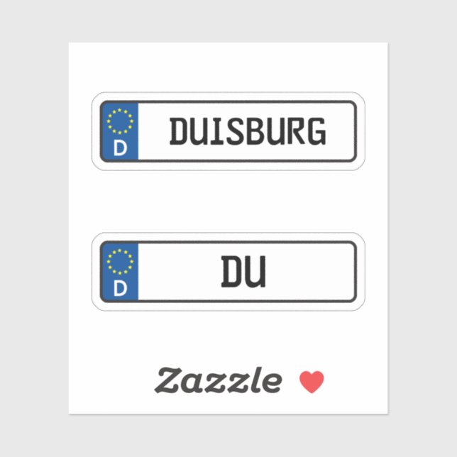 Sticker Duisburg kennzeichen, allemand Permis de voiture P (Feuille)