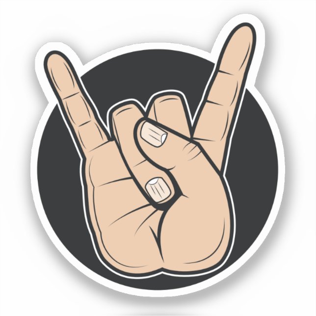 Sticker Dur Rock Lourde Métal Cheval Diable Main Signal (Recto)