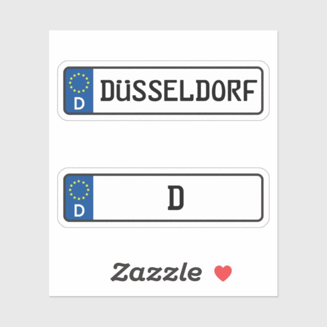 Sticker Dusseldorf kennzeichen, Plaque allemande d'immatri (Feuille)