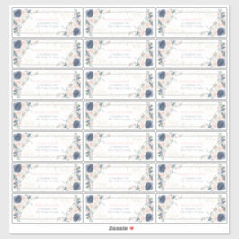 Sticker Dusty Blue Blush Pink Gold Floral Adresse d'invité