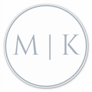 Sticker Dusty Blue Monogrammes Nom Simple Minimal Mariage