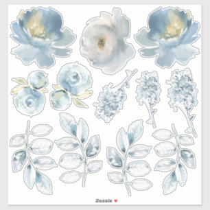 Sticker Dusty Blue Peony Bouquet Créateur Ensemble de Stic
